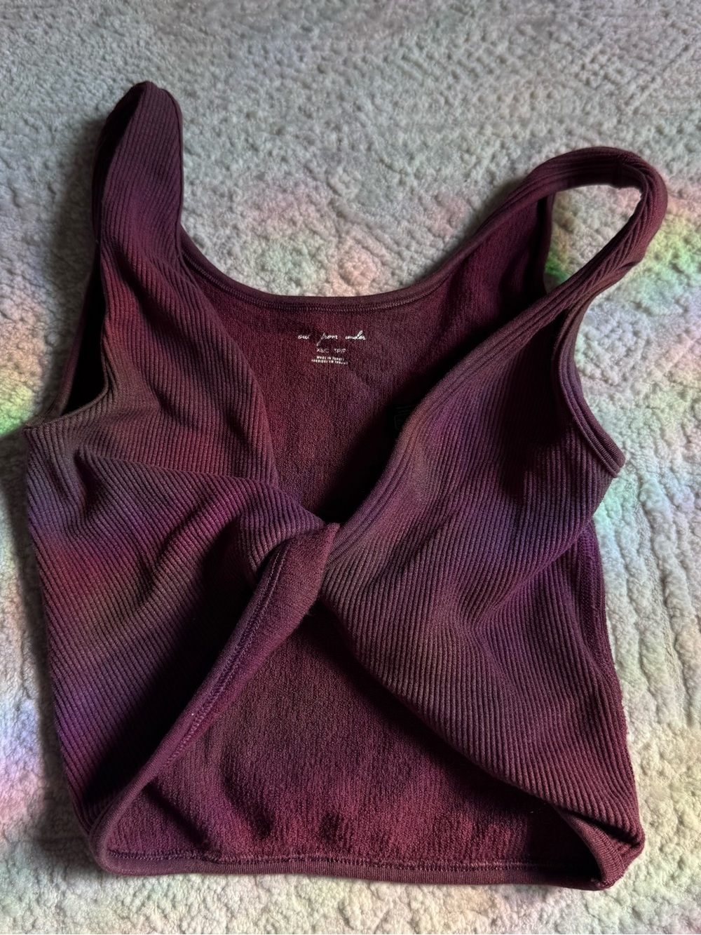 Urban Outfitters Out From Under Cropped Ribbed Twist Tank Top - Plum